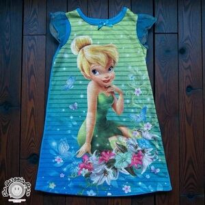 Y2K Disney Fairies Tinker Bell Toddler Nightgown Flutter Sleeve Sleep Dress (2T)